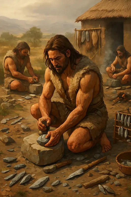 Carving stone to make tools