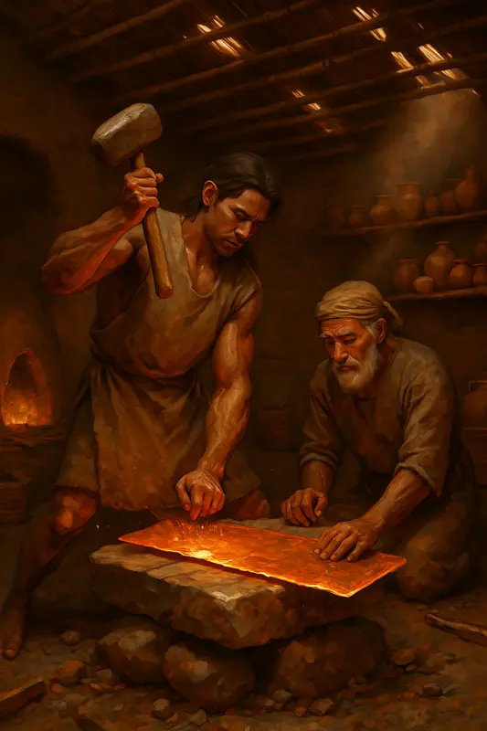 Flatting the copper by hammering