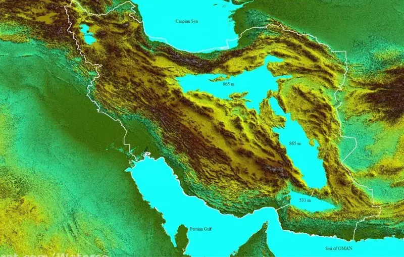 Iran's former central sea on the map